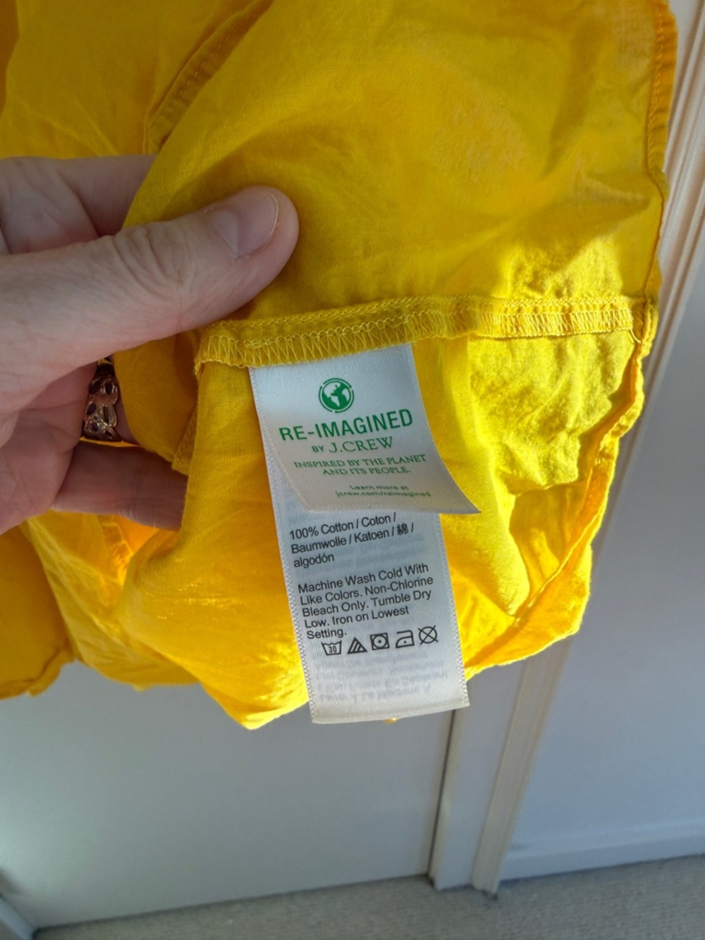 J. Crew Sunny Yellow Cotton Voile Tiered Button- Down Beach Dress size L - Picture 7 of 7